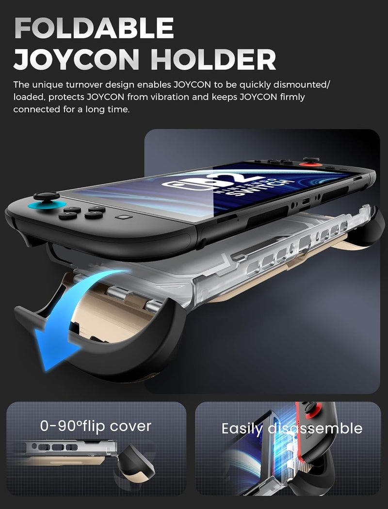 Mumba Dockable for Nintendo Switch 2 Case with Flip Stand, [Titan] Ergonomic Switch 2 Grip Protective Cover Holds 5 Game Cards & 2 TF Cards TPU Accessories and Quick-Release Joy-Con Design (Desert) - Image 2